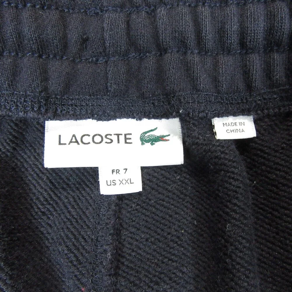 Lacoste Mens Jogger Pants‎ 2XL Navy Blue Big Croc Logo Drawstring Elastic Waist